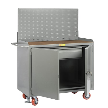 Little Giant Mobile Bench Cabinets, 36"W, HD Drawer, 1/4" Hardboard, Pegboard MH2D-2436HDFLPB